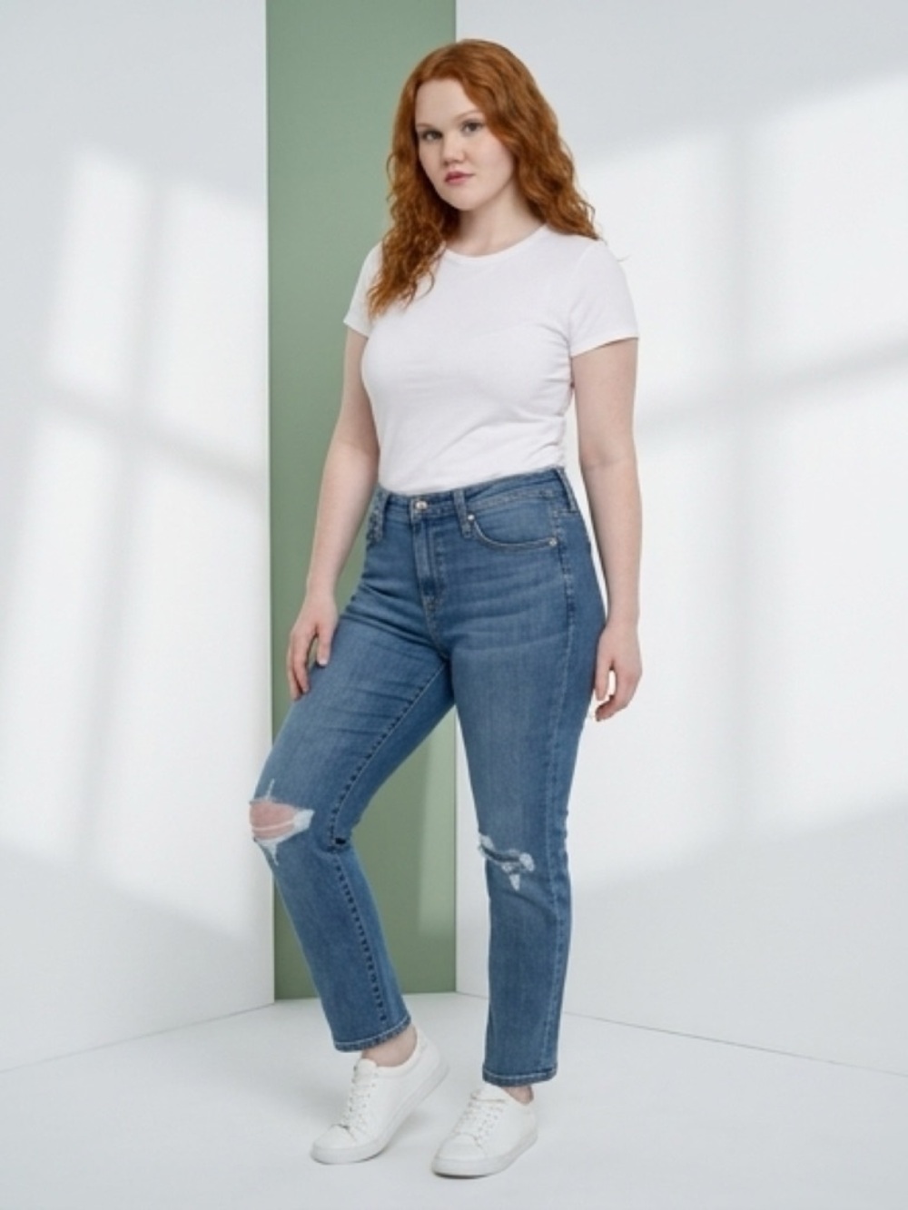 EDWIN - Elin Crop Straight Jeans - Norway Destructed - Size 24